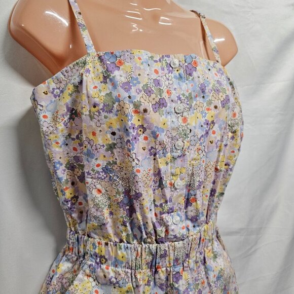 Levi's Spaghetti Strap Floral Romper Women Size l Side Pockets - Picture 4 of 11